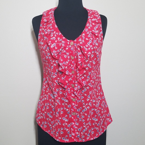 Anthropologie Tops - Anthro Edme Esyllte Red Sleeveless Button Blouse 6